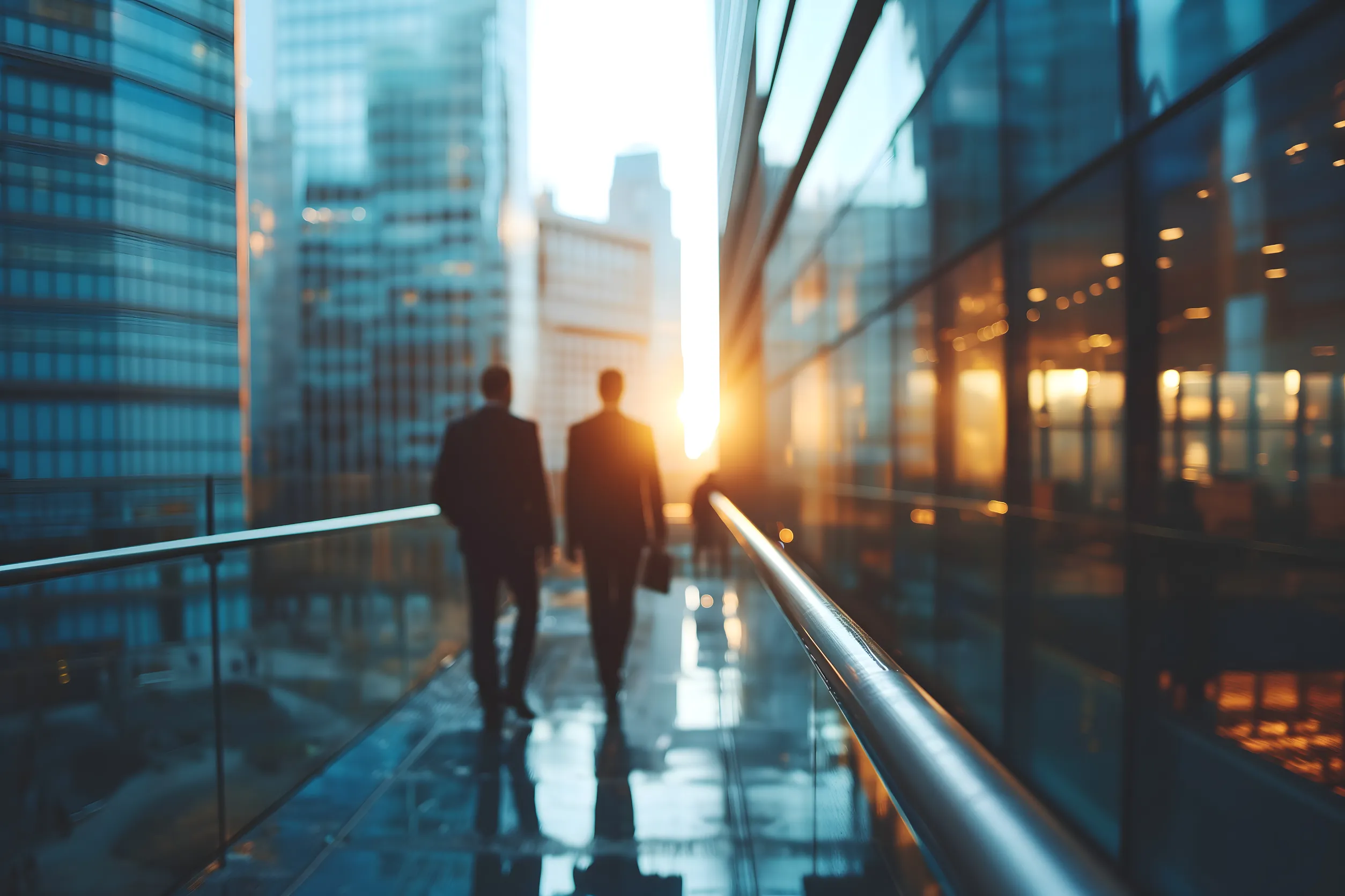 Close up abstract business background with businessmen navigating the cityscape, Interacting and collaborating
